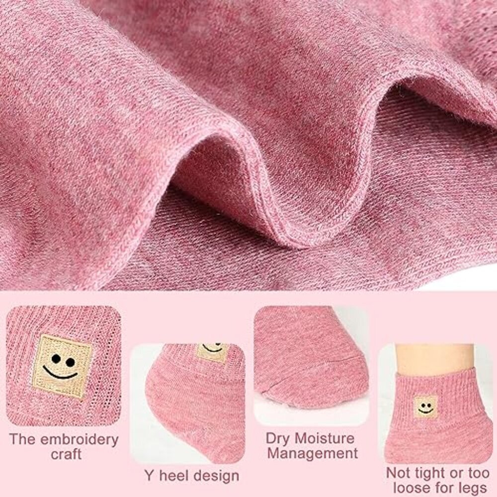 Crew Socks Cotton Lightweight Low Cut Ankle Cute Smile Face Design Y2K - Picture 3 of 8